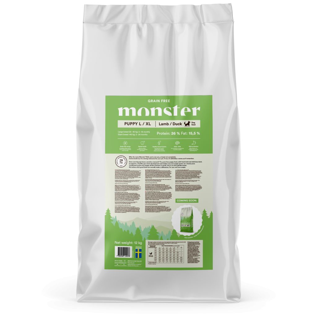 Monster Dog Grain Free Puppy L/ XL Lamb/Duck 12 kg