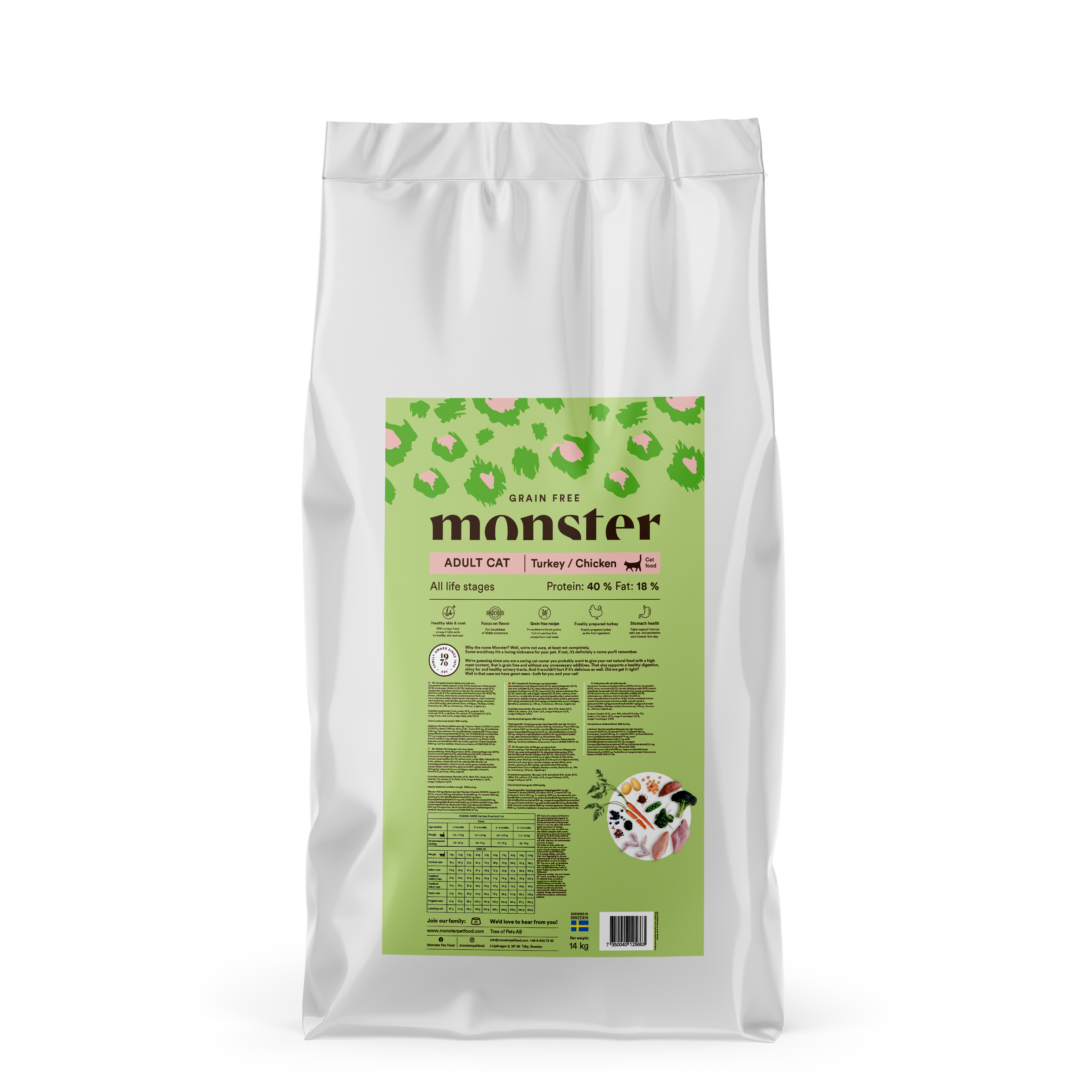 Monster Cat Grain Free Adult Turkey/Chicken 14 kg