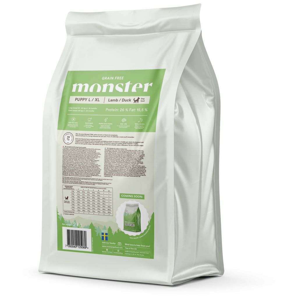 Monster Dog Grain Free Puppy L/ XL Lamb/Duck 2 kg