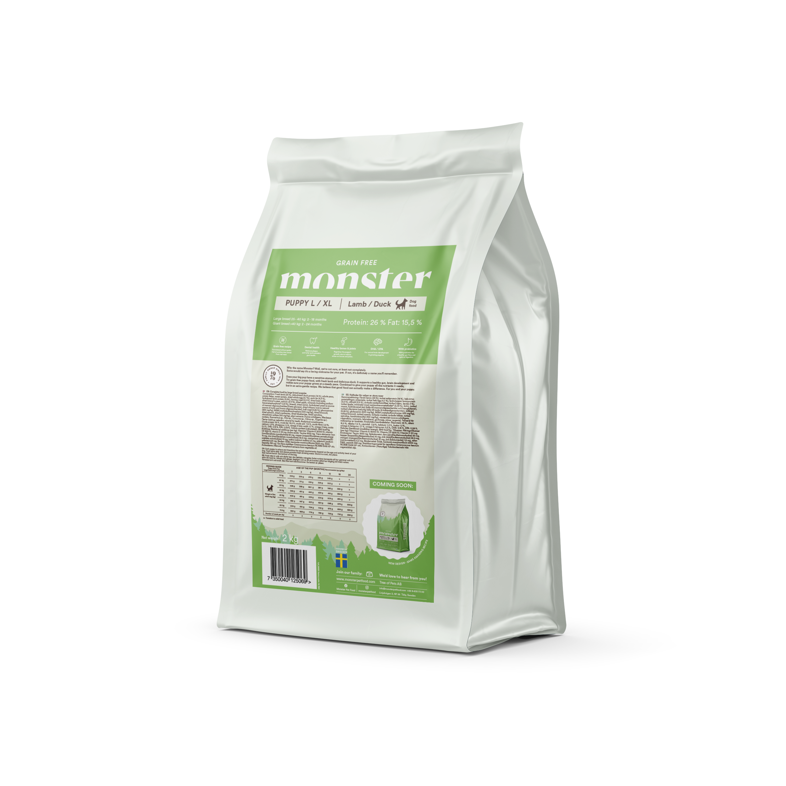 Monster Dog Grain Free Puppy L/ XL Lamb/Duck 2 kg