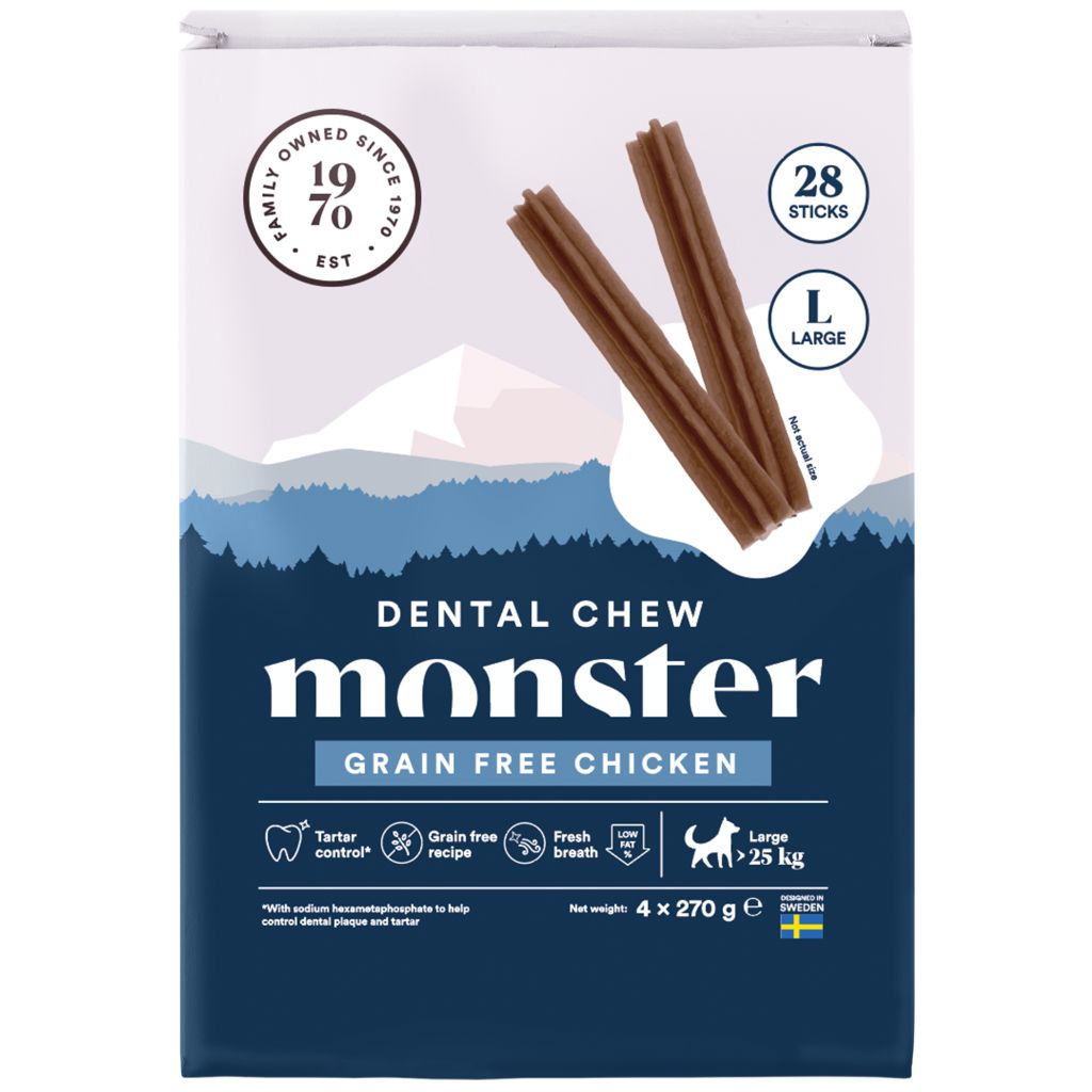 Monster Dog Dental Chew Grain Free Chicken Large Month 28 pcs 1080 g