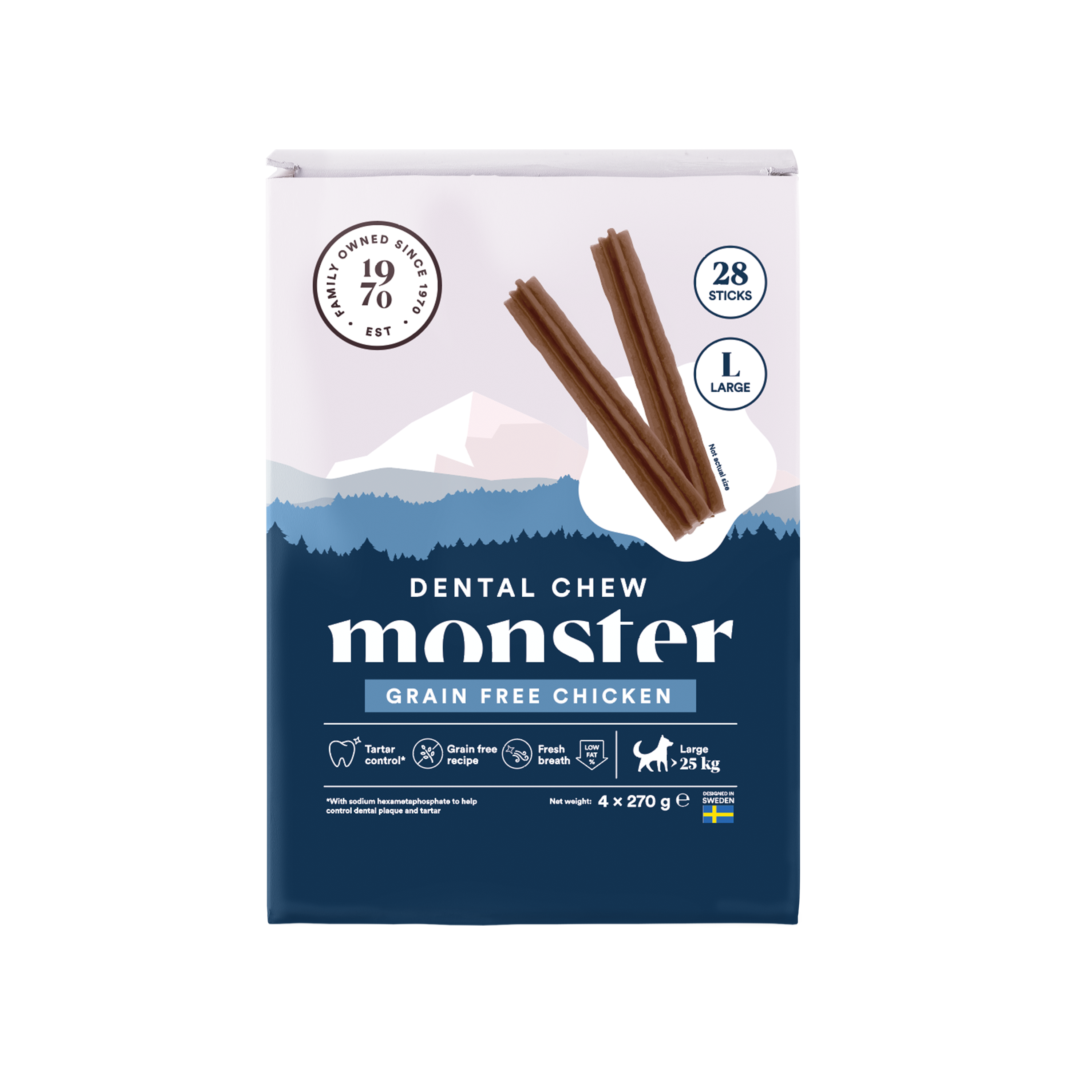 Monster Dog Dental Chew Grain Free Chicken Large Month 28 pcs 1080 g