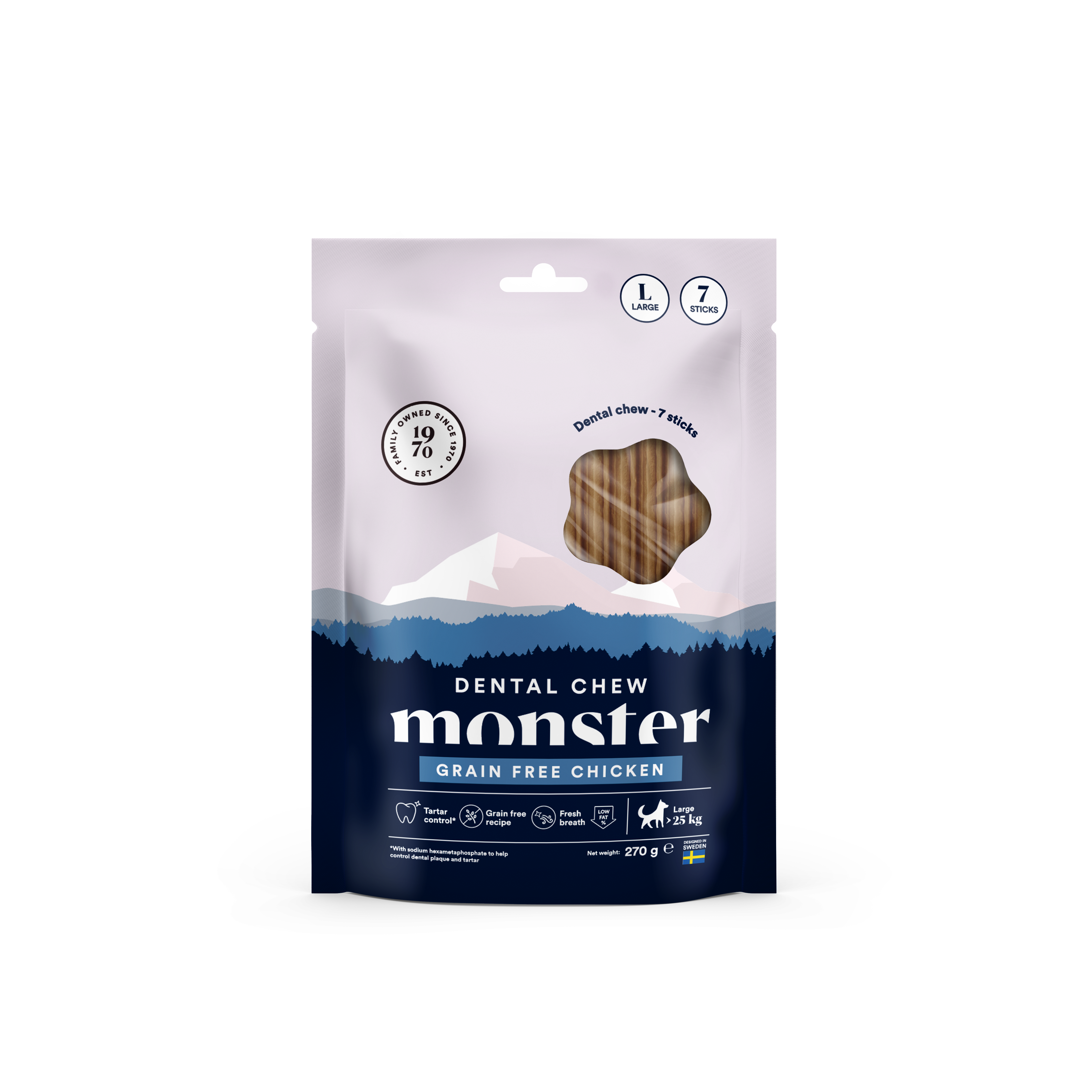 Monster Dog Dental Chew Grain Free Chicken Large Week 7 pcs 270 g