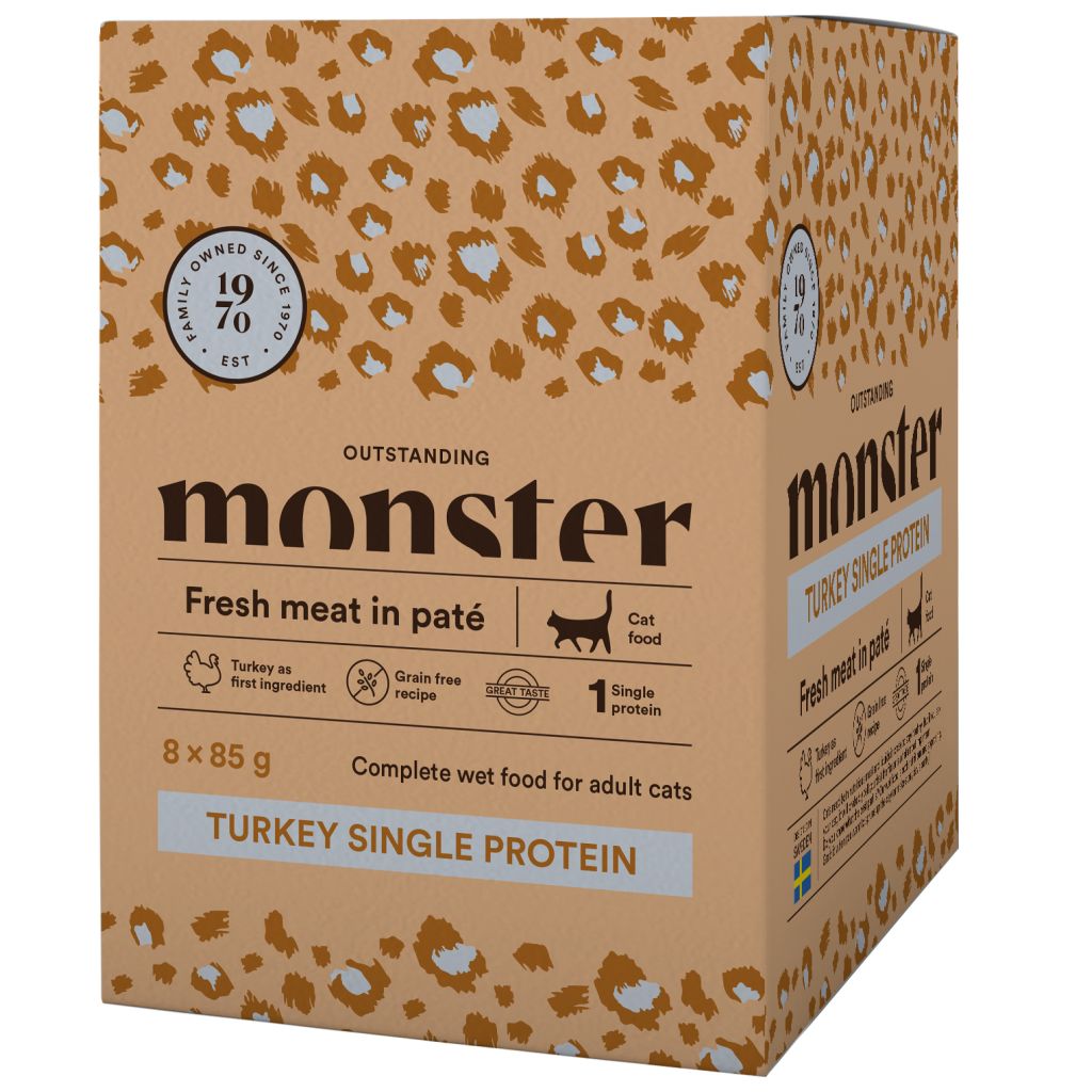 Monster Cat Pouches Adult Turkey 85 g (8-pack)