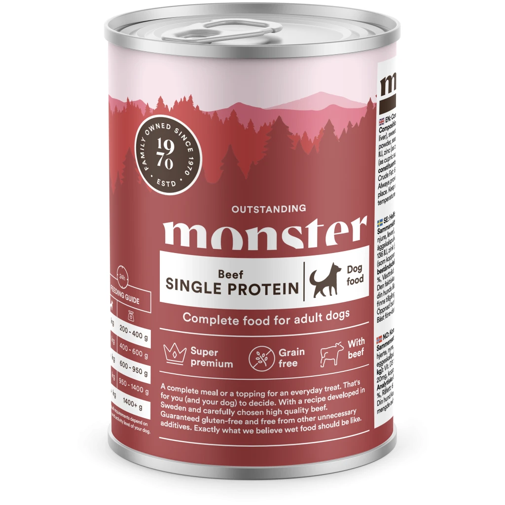 Monster Dog Adult Single Protein Beef Can 400 g