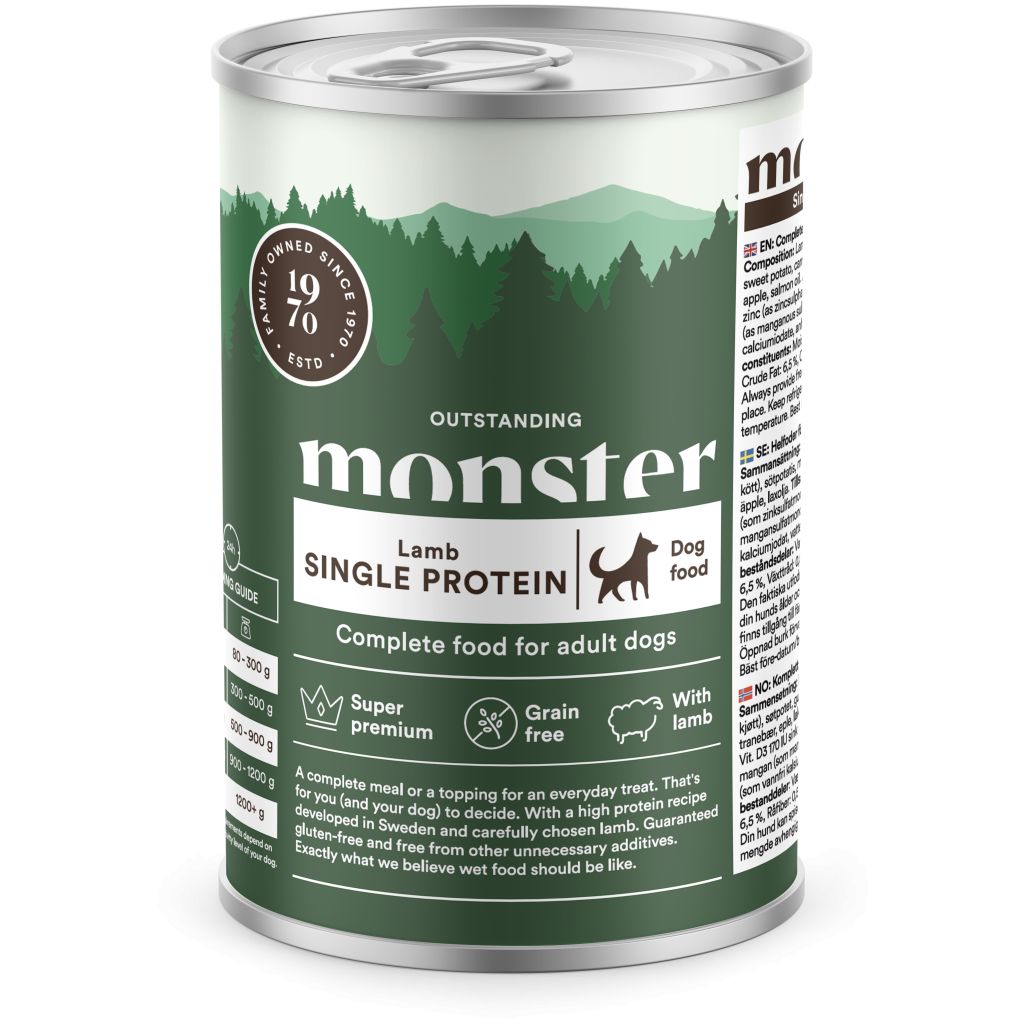 Monster Dog Adult Single Protein Lamb Can 400 g
