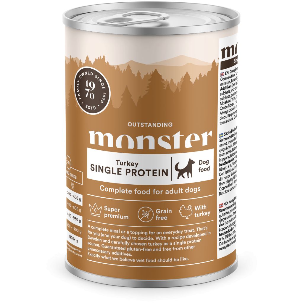 Monster Dog Adult Single Protein Turkey Can 400 g